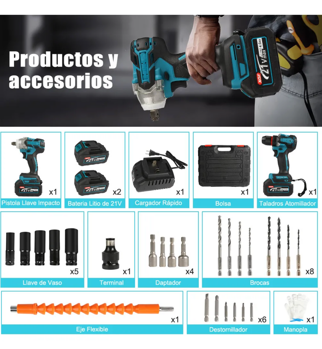 Kit llave de llave de impacto más taladro