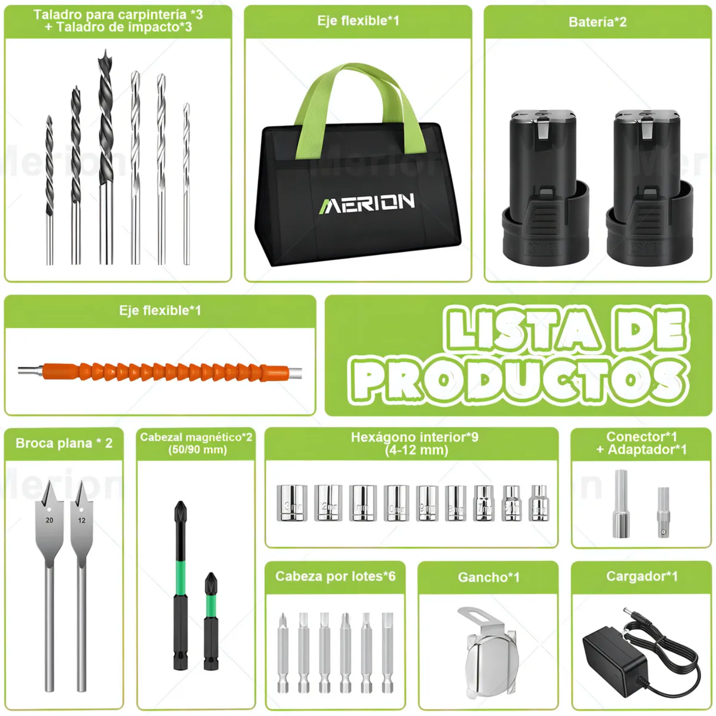 Kit taladro atornillador Merion