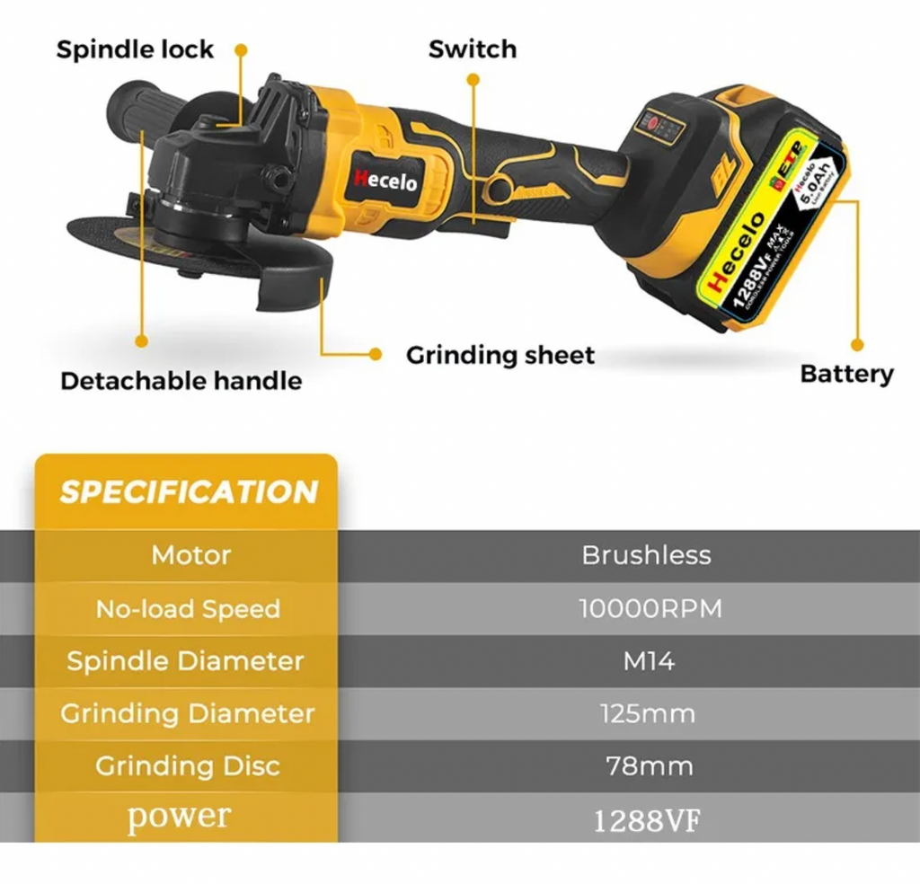 Esmeriladora inalámbrica Hecelo