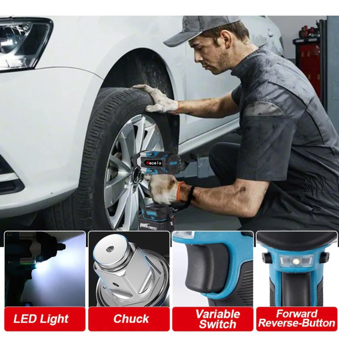 Pistola de impacto 1/2 Hecelo para uso rudo de talleres automotrices y de motocicletas