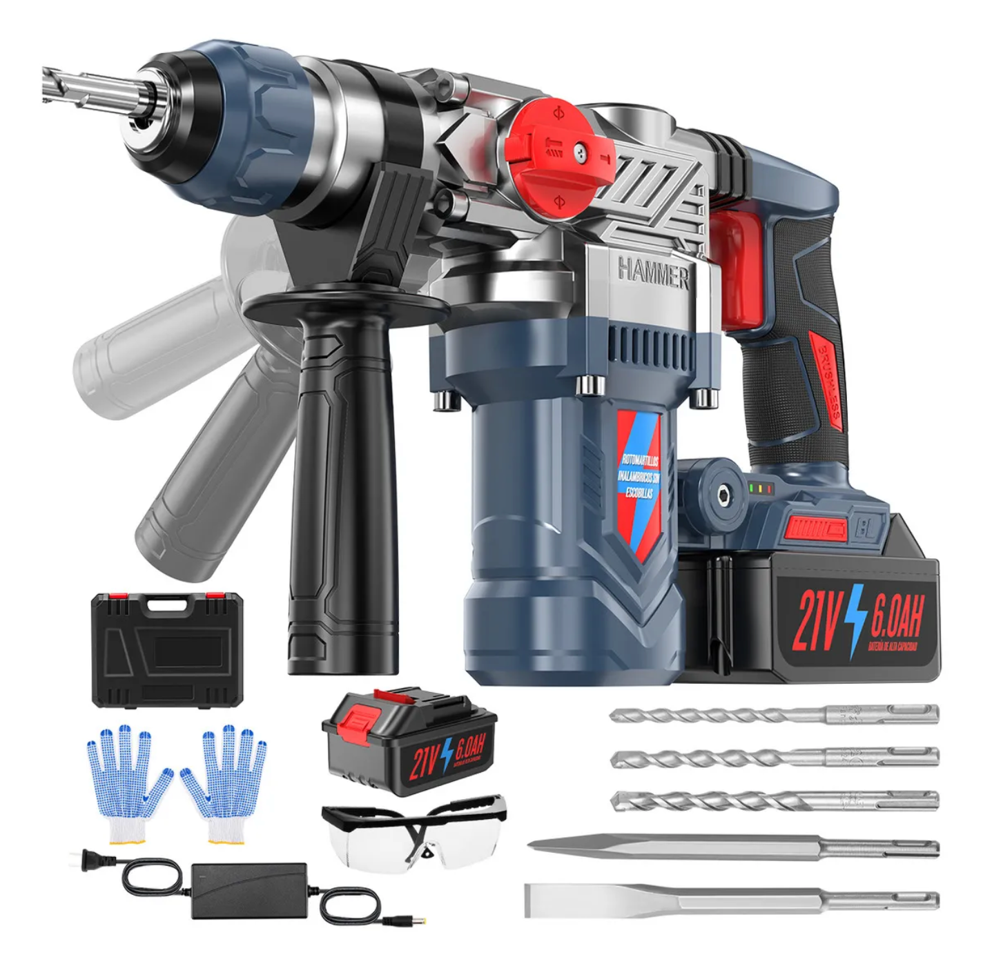 Taladro rotomartillo/cincelador inalámbrico para concreto